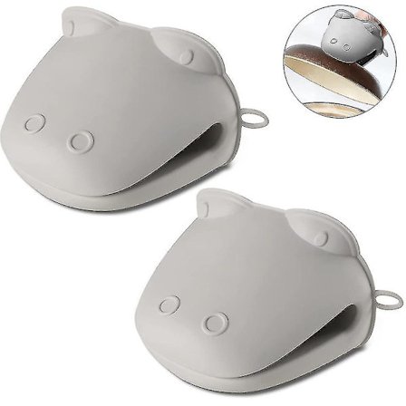 Silikoninen Uuni Paksuuntunut Potti Käsineet, Silikonikäsineet 2kpl - Harmaa