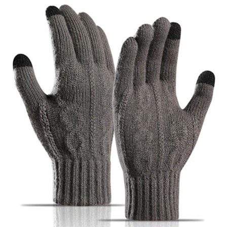 Y0090 Neulotut käsineet - vaalean tummanharmaa - Miesten Kosketusnäytön Tekstiviestikäsineet