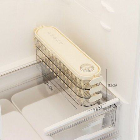 Dumpling Förvaringslåda Kylskåp Färskhållningslåda BEIGE TRE