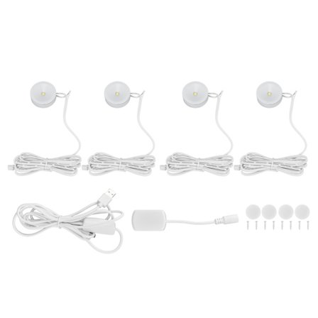 LED Dimbar Ultratynn Rund Under Skap Puck Lys 4 Pakning for Utstillingshaller og Skap