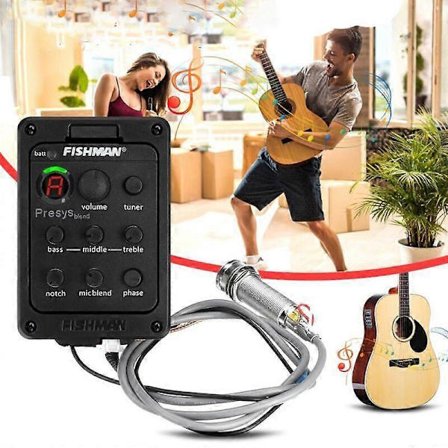 Fishman 4-kaistainen 301 EQ -viritin Piezo Mic Presys Blend akustisen kitaran mikrofonietuaste