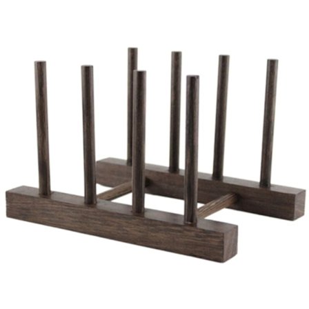 Træ Te Bakke Holder Træ Kylling Opbevaring Rack Organizer til Ret Plade Bageware Frugt Plade Holder-3 Gitter