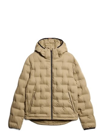 Hooded Quilted Puffer Coat Beige Superdry