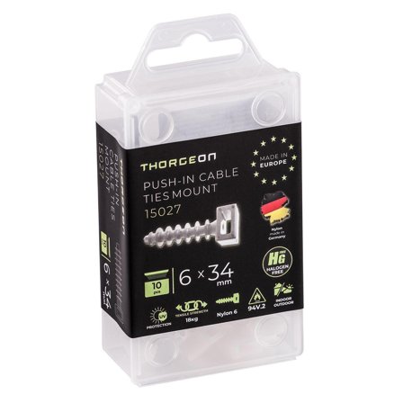 ThorgeOn Stripsfeste for mur ø6mm 10stk hvit