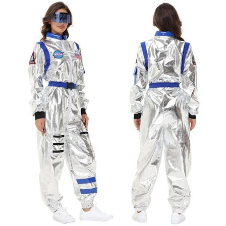 Rumastronaut Sølv Jumpsuit til Voksne Mænd og Kvinder Halloween Cosplay Party Kostume Par Rumdragt Robot Uniform Kostume XL XL