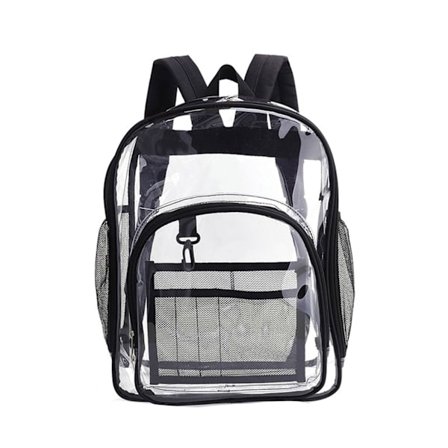 Svart Gjennomsiktig PVC Vanntett Laptop Ryggsekk for Skole- og Universitetsstudenter Stor Kapasitet 36x28x12cm