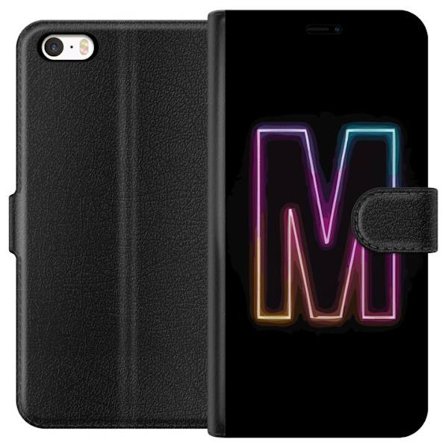 Yhteensopiva Lompakkokotelo Apple Apple iPhone 5 Neonkirjain M värinvaihtuva valotehoste mustaa taustaa vasten, moderni minimalistinen typografia vah