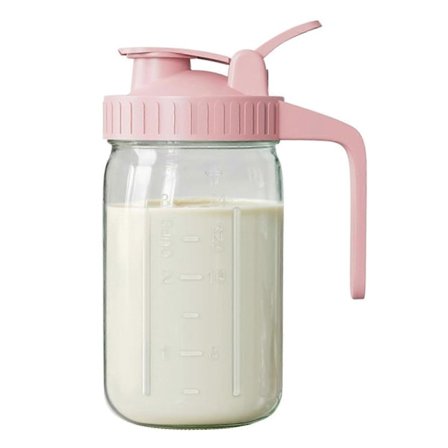 32oz Glass Mason Jar-kanne med Flip Cap-lokk og helletut - Lekkasjesikker kanne for oppbevaring av fersk brystmelk, glasskanne for Cold Brew iste (FMY