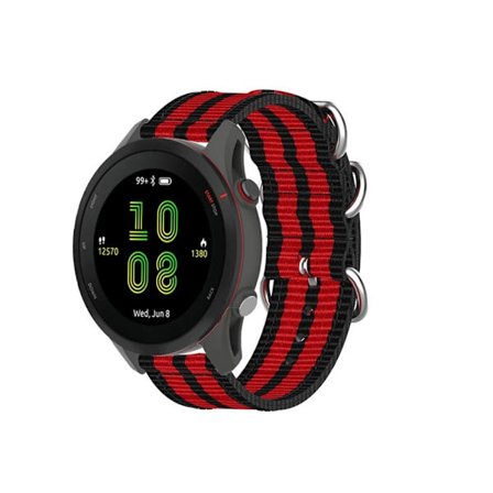 Garmin Forerunner 255 nylon-urrem - Sort / Rød / Sort / Rød / Sort