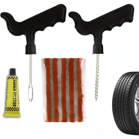 Dekk Reparasjonssett 2 stk T Håndtak Plugger for Motorsykkel Bil Lastebil Traktor Slangeløse Dekk