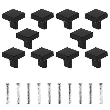Sett med 10 Svarte Dørknotter Massiv Messing Firkantede Skap Knotter Vintage Kjøkkenskap Knotter Med Skruer For Skap Garderober Skuffer (svart)