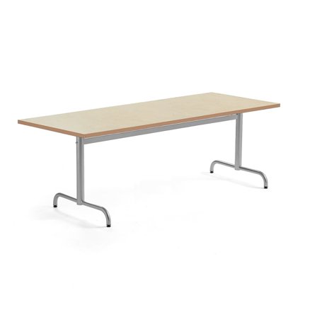 Table PLURAL, 1800x800x720 mm, linoleum top, beige, silver