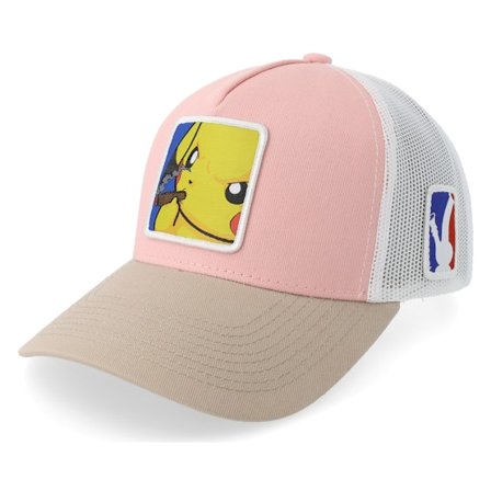 BOOM - Pink trucker Czapka Z Daszkiem - Poke Smoke Patch Light Pink/White/Light Grey A-Frame Trucker @ Hatstore