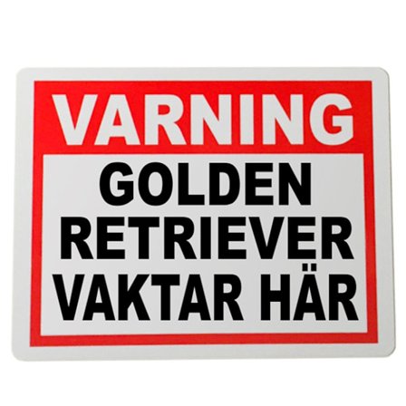 Plåtskylt Golden retriever design 20x15cm varning skylt