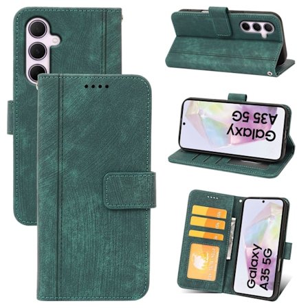 Passer for Samsung S25Ultra mobiltelefon skinnetui Samsung S24 magnetisk S23Plus flip telefon beskyttelsesetui, S25 Ultra, grønn