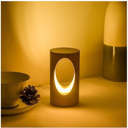 Puinen pöytävalaisin Makuuhuoneen Yöpöytä Yövalo Himmennettävä LED-valaistus Luova Kodin sisustus Ainutlaatuinen Pöytävalaisin Koti Kuuma Lahja
