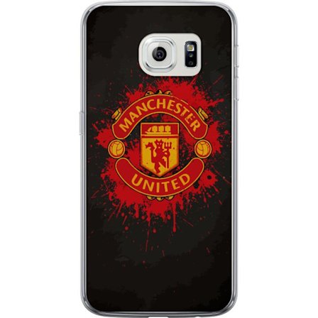 Kompatibelt Mobildeksel til Samsung Samsung Galaxy S6 edge Manchester United logo i rød og gul farge med røff sportslig bakgrunn