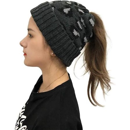 Vintervarm hästsvansstickad mössa[CO]