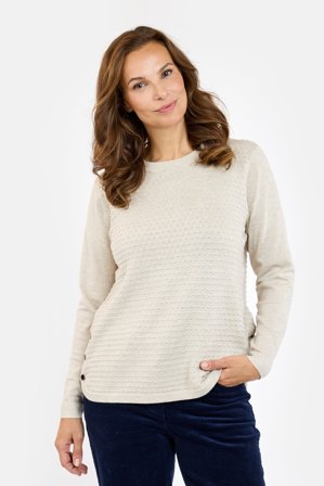 BRANDTEX - Langærmet Strik - Sand- Knap Detalje