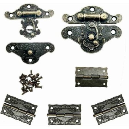 Pieces Vintage Antiikki Design Huonekalujen Kaapin Koristelu Korurasia Lukko ja 4 Pieces Vintage Sarana, Riittävästi Ruuveja Pronssin Värissä/NC/