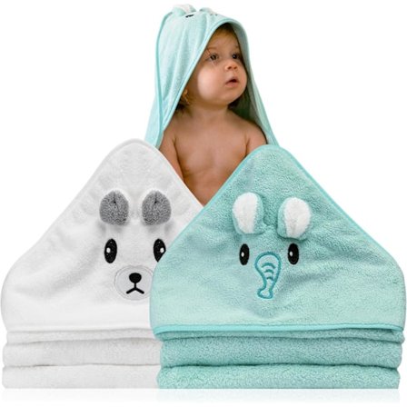 Vauvan pyyhepakkaus - Vastasyntyneen vauvan lahja - Eläinhupulliset vauvan pyyhkeet 0-3 vuotta - Vauvan kylpytakki - Vauvan kylpypyyhe - Lahjoja 