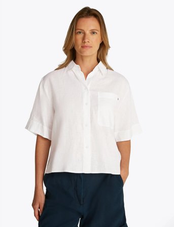 Tommy Hilfiger Ess Linen Relaxed S/S Shirt - White - 38