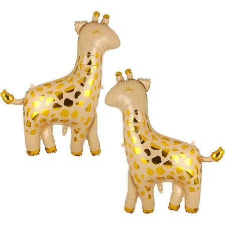 2 stk. Giraffballonger Safari Zoo Jungel Tema Baby Shower Wild One 1. Fødselsdagsfest Dekor Forsyninger Blekgul