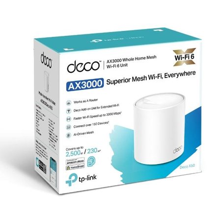TP-Link Deco X50 - Wi-Fi system (router) - up to 2,500 sq.ft - mesh - GigE - 802.11a/b/g/n/ac/ax - Dual Band