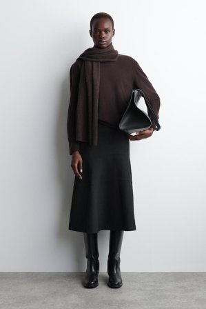 COS Damen Midirock In A-Linie - Grau