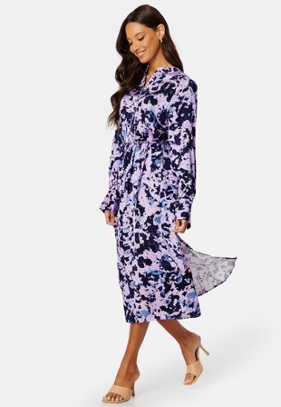 SELECTED Aronia LS Midi Shirt Dress Orchid Petal AOP:AOP Klær