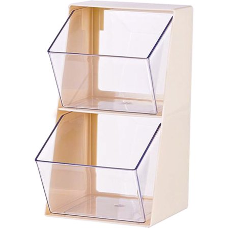 2-lags transparent oppbevaringsholder for teposer, kaffekapsler og sukker - teboksbeholder, te pose hylle, te pose stativ, te stasjon stativ (hvit)