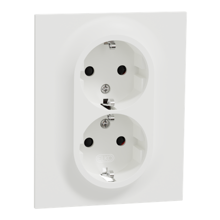Elko EKO50131 Pistorasia 2-osainen, maadoitettu, matala, jousiliittimillä Valkoinen, Kytkimet & pistorasiat