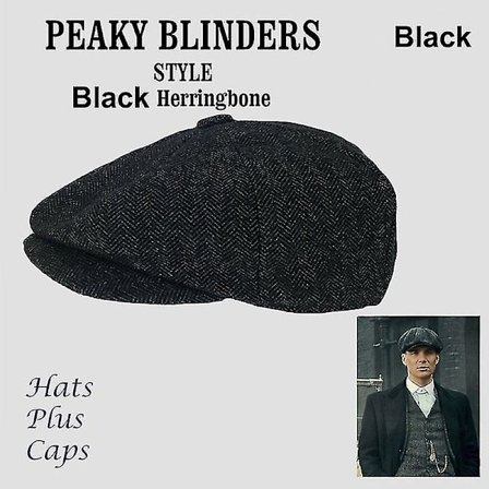 Ny Herre Mode Peaky Blinders Hat Herre Avisdreng Cap Uldblanding Herringbone Tweed Vinterhat Varm Mørkegrå