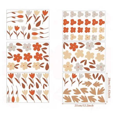 Sæt med 6 små blomsterklistermærker planter blomster stue sofa