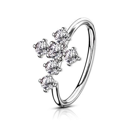 1 Piercingring i IP Pläterad 316L kirurgiskt stål med Zirkoner 2 Rhodium/vita CZ