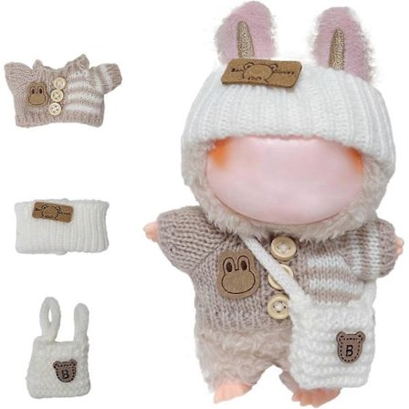 Tøj til 17 cm dukker Tilbehør Hæklet 3-delt sæt Tøj til dukke