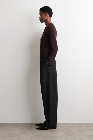 COS Ribbed Wool Henley Top in Brown - Women