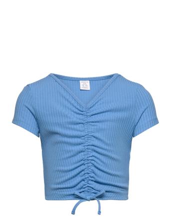 Top Dora Drawstring T-shirts Short-sleeved Blå Lindex*Betinget Tilbud