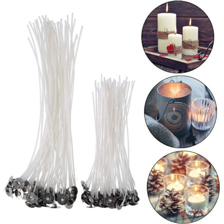 100 stk. flade væge til stearinlys, DIY-lys, forvokssede væge