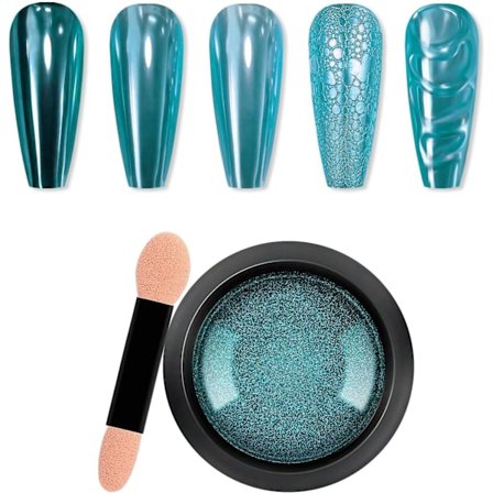 Krom Nagelpulver, Spegel Holografisk Nagelglitter Metalliskt Krompulver Reflekterande Glansigt Nagelpulver Pigment Manikyr
