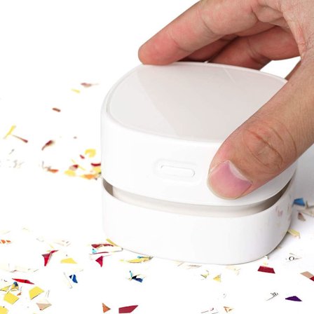 Mini Bordstøvsuger, Oppladbar Støvsuger for Skrivebord, Puter, Bil, Tastatur, Smuleoppsamler, med USB og Børste Hvit