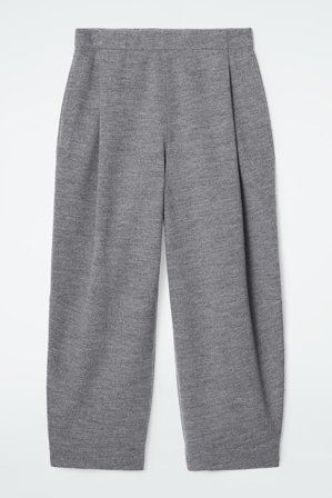 COS Women's Boiled Wool Barrel Leg Trousers in Grey