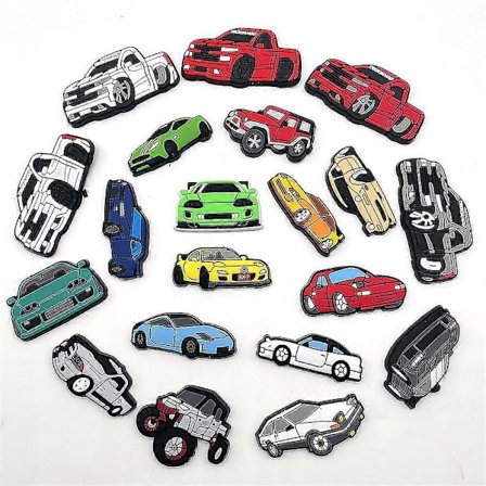 23 stk. bil-tema Crocs sko charms sko sandaler dekorasjon bursdagsgaver sko tilbehør sett