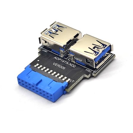 USB Adapter HUB Header 19Pin till USB-kontakt 2 Port USB3.0 Konverterkort PC Moderkort 19 Pin Förlängare USB3.0