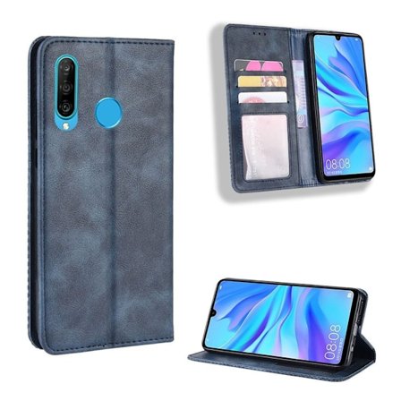 Huawei P30 Lite vintage nahkakotelo - Sininen