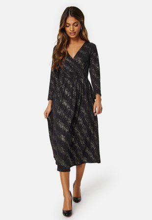 ONLY New Pella Foil Wrap Dress Black Klær