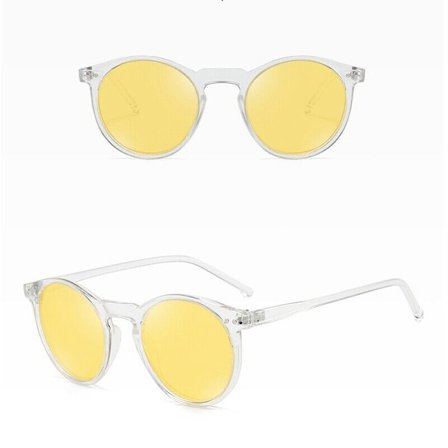 Polarized Sunglasses for Women Men UV400 Protection Classic Round Clear Frame K