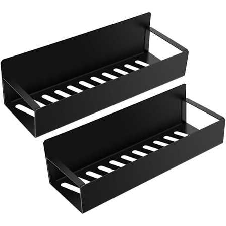 Magnetisk krydderhylle, 2-pakning rustfritt stål kjøleskapshylle, ingen boring veggmontert krydderholder for kjøleskapslagring