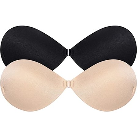 Usynlig silikon bh-klistremerker todelt sett (svart og hudfarget)