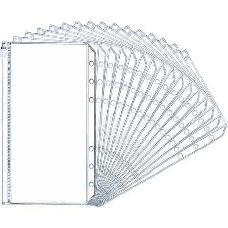 32 stk. A6 Ringbindslommer Plastiklynlåslomme A5 Budgetkuvert 6 Huller Lynlåspose Ringbindslommer Til Dokumenter Kontanter Kreditkort Fotos Fakturaer